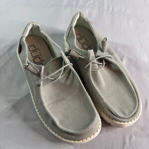 Hey Dude Wendy Chambray Light Grey Shoes Womens Size 8 Slip On NWOT